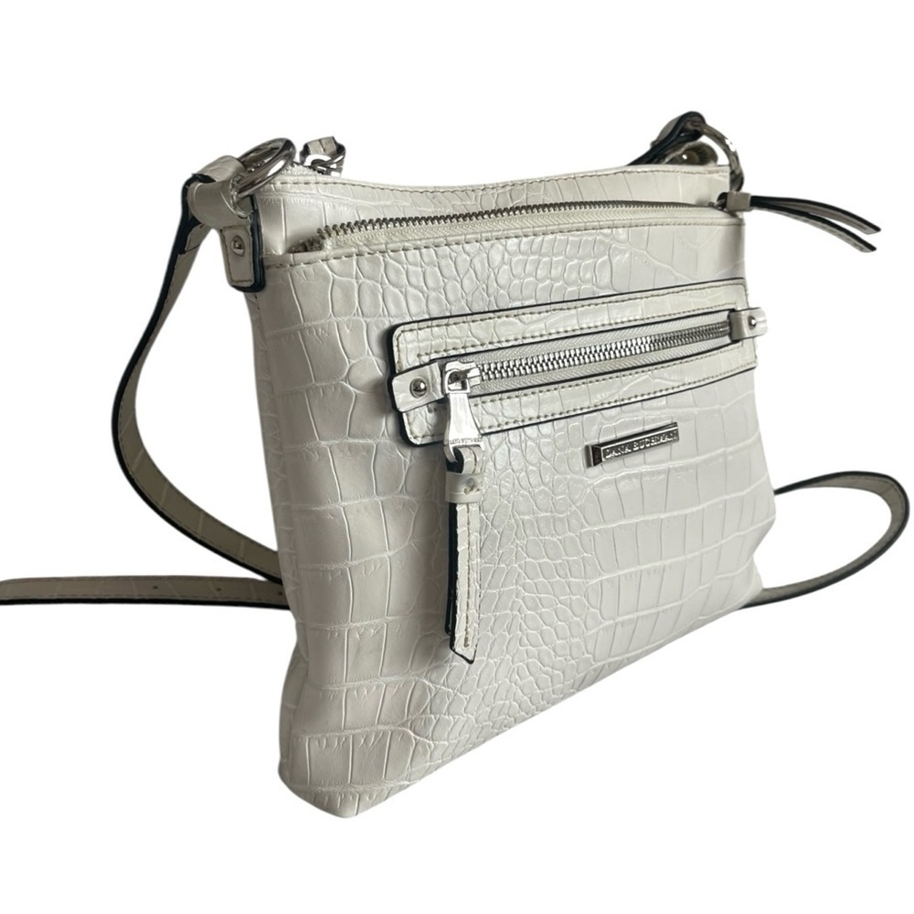 DANA BUCHMAN Off White Croco Leather Bag Small Shoulder Bag Womens Crossbody Bag - Picture 4 of 10